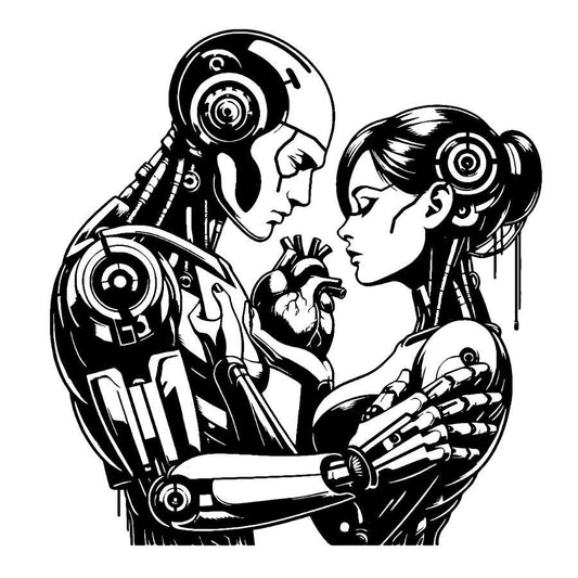 Human Robot Love Metal Wall Art