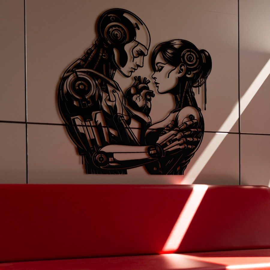 Human Robot Love Metal Wall Art