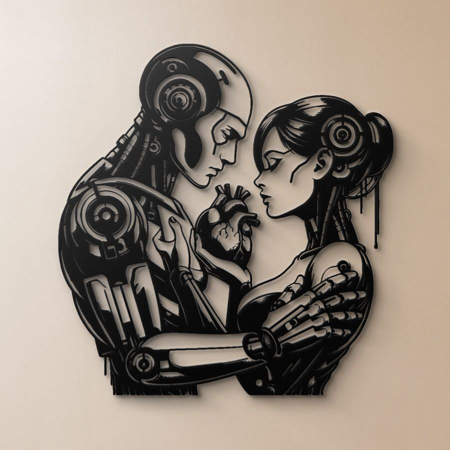 Human Robot Love Metal Wall Art