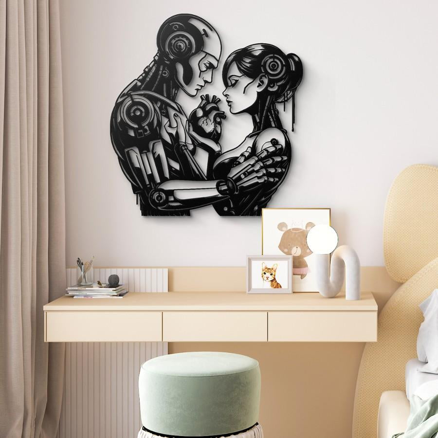 Human Robot Love Metal Wall Art