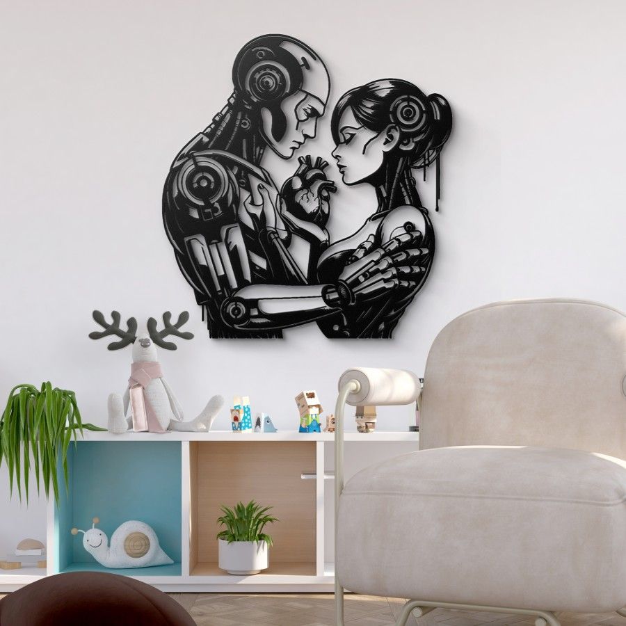 Human Robot Love Metal Wall Art