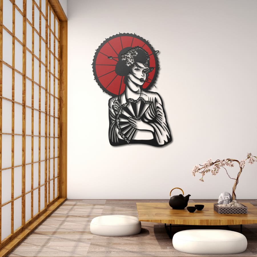 Japanese Geisha Metal Wall Art