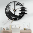 Japanese Landscape Metal Wall Clock