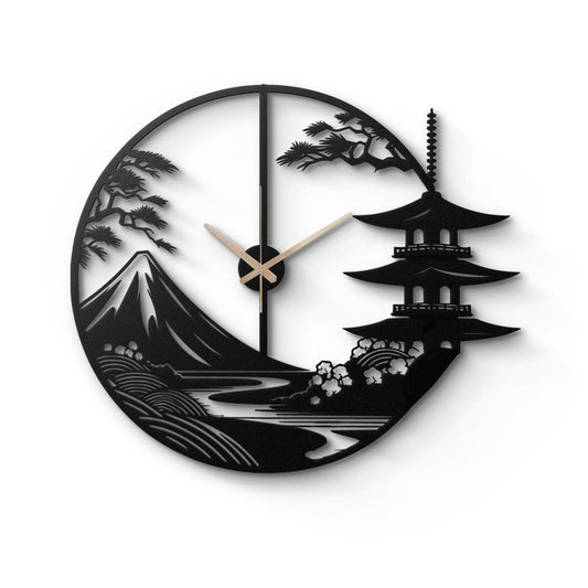 Japanese Landscape Metal Wall Clock