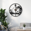 Japanese Wave Metal Wall Clock