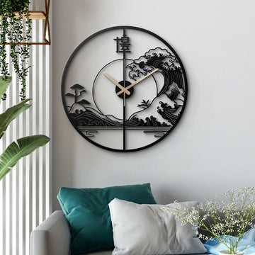 Japanese Wave Metal Wall Clock