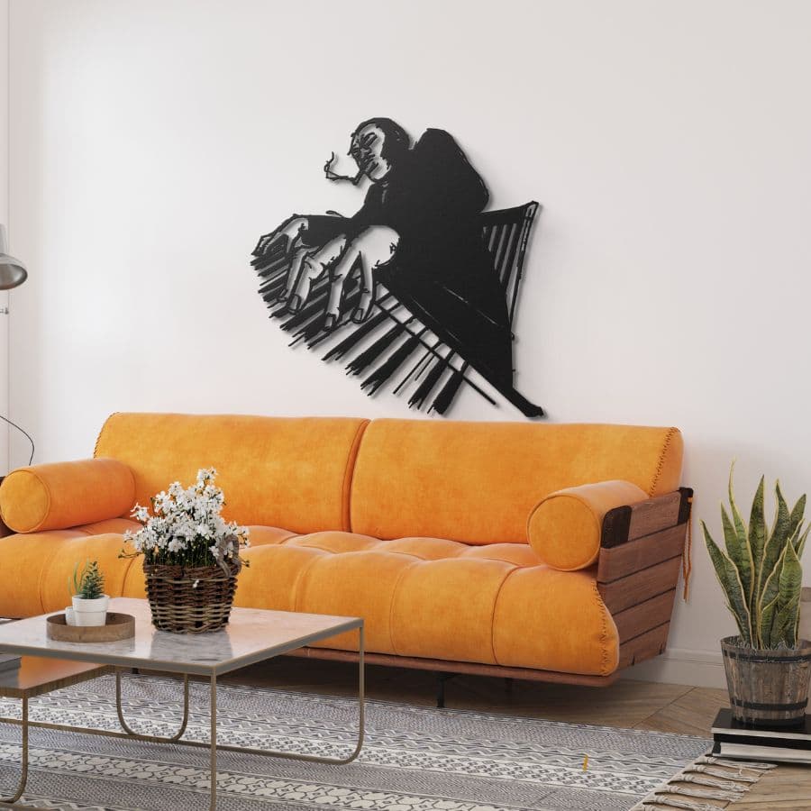 Cool Jazz Pianist Metal Wall Art