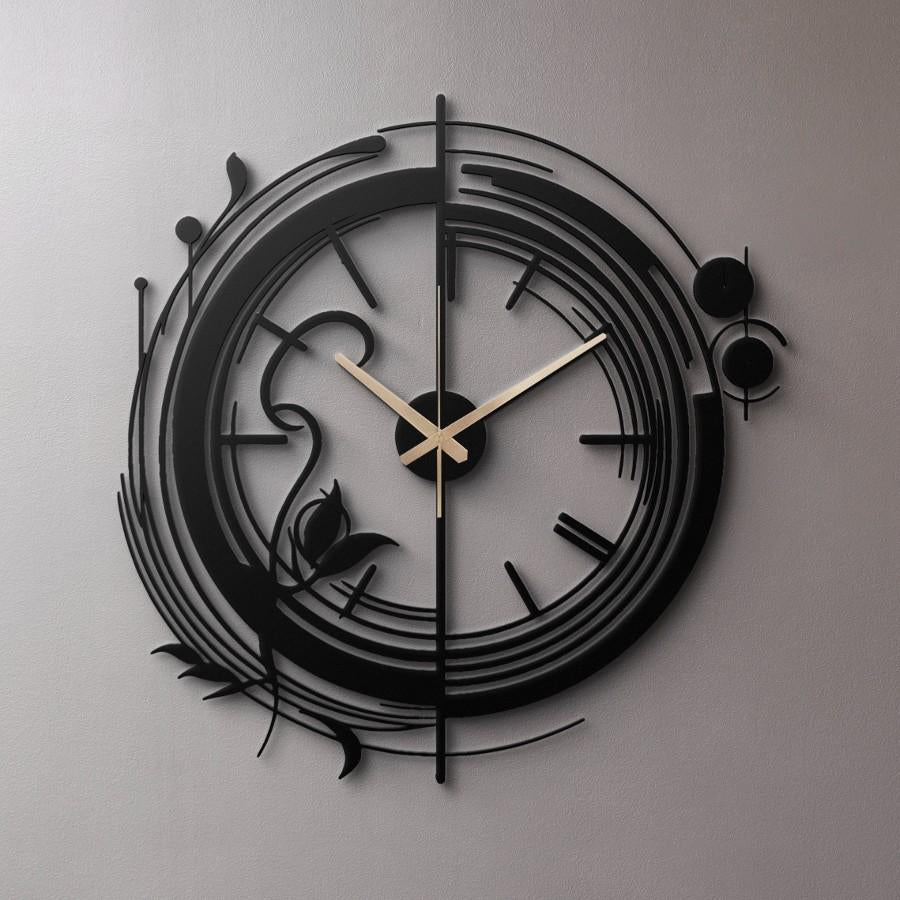 Large Black Silent Minimalist Metal Wall Clock