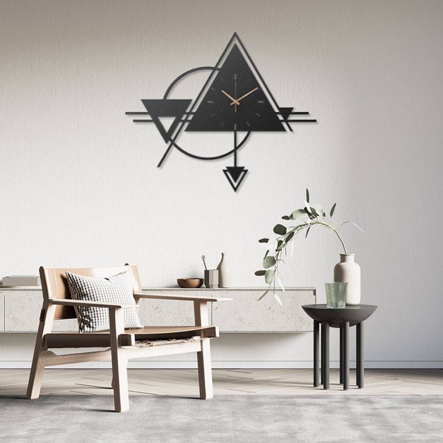 Triangle Shape Metal Wall Clock for Living Room - Moonarch
