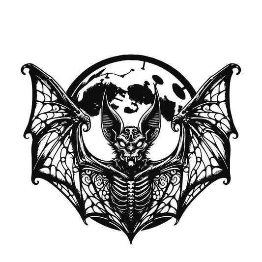 Majestic Full Moon Gothic Bat Metal Wall Art