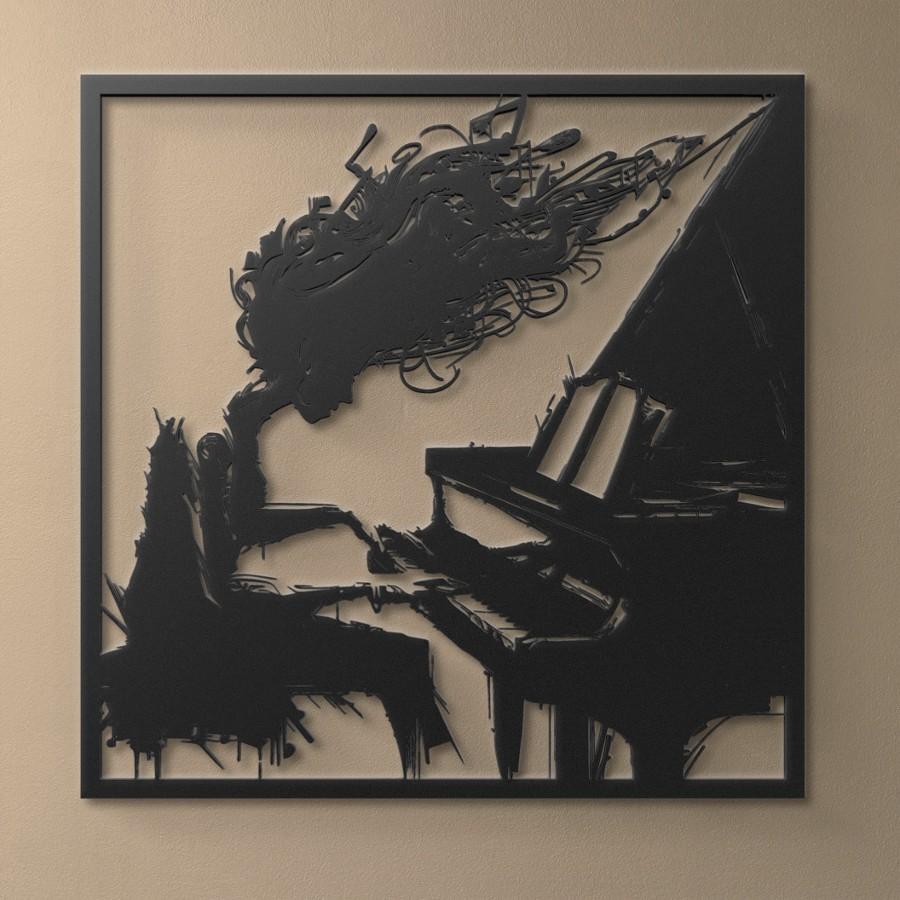 Female Pianist Metal Wall Art