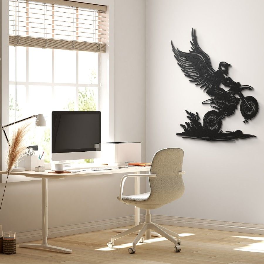 Winged Motorcyle Metal Wall Art