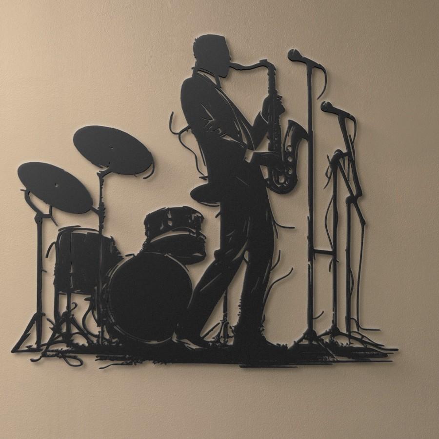 Sax Player Metal Wall Art