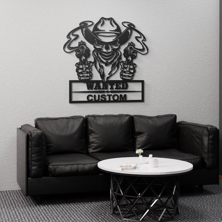 Custom Skull Cowboy Metal Wall Art