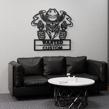 Custom Skull Cowboy Metal Wall Art