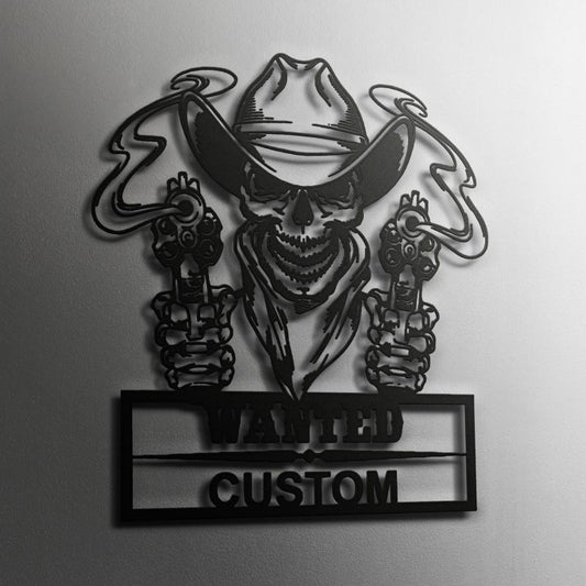 Custom Skull Cowboy Metal Wall Art