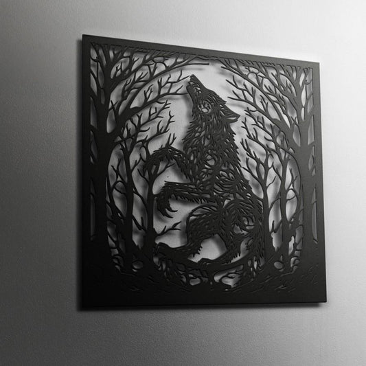 Wolf & Tree Metal Wall Art