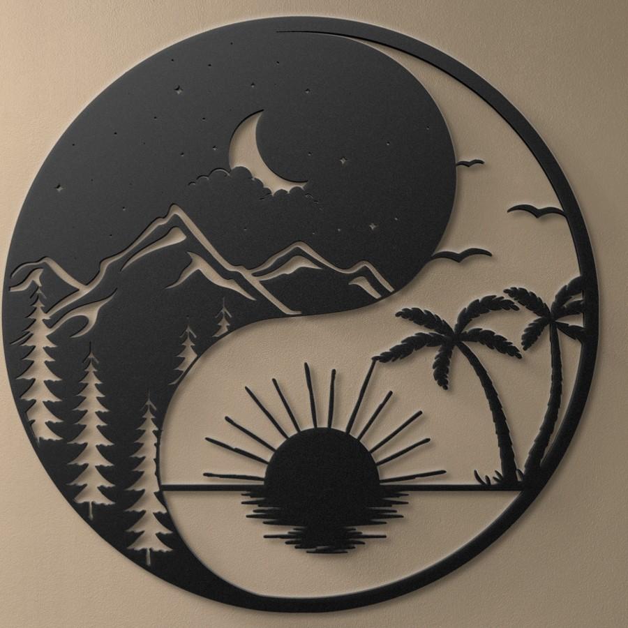 Ying Yang Scenery Metal Wall Art