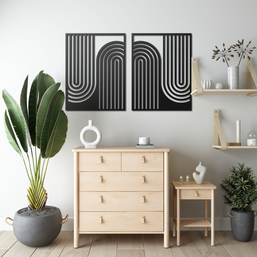 Mid Century Modern Metal Wall Art Set