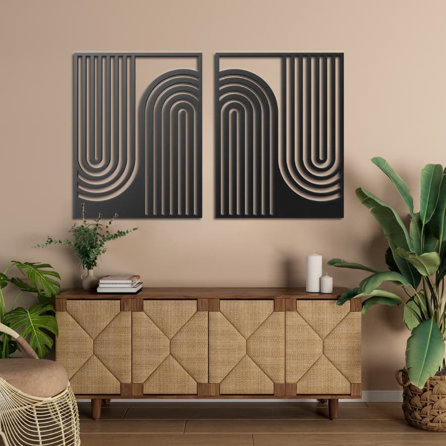 Mid Century Modern Metal Wall Art Set