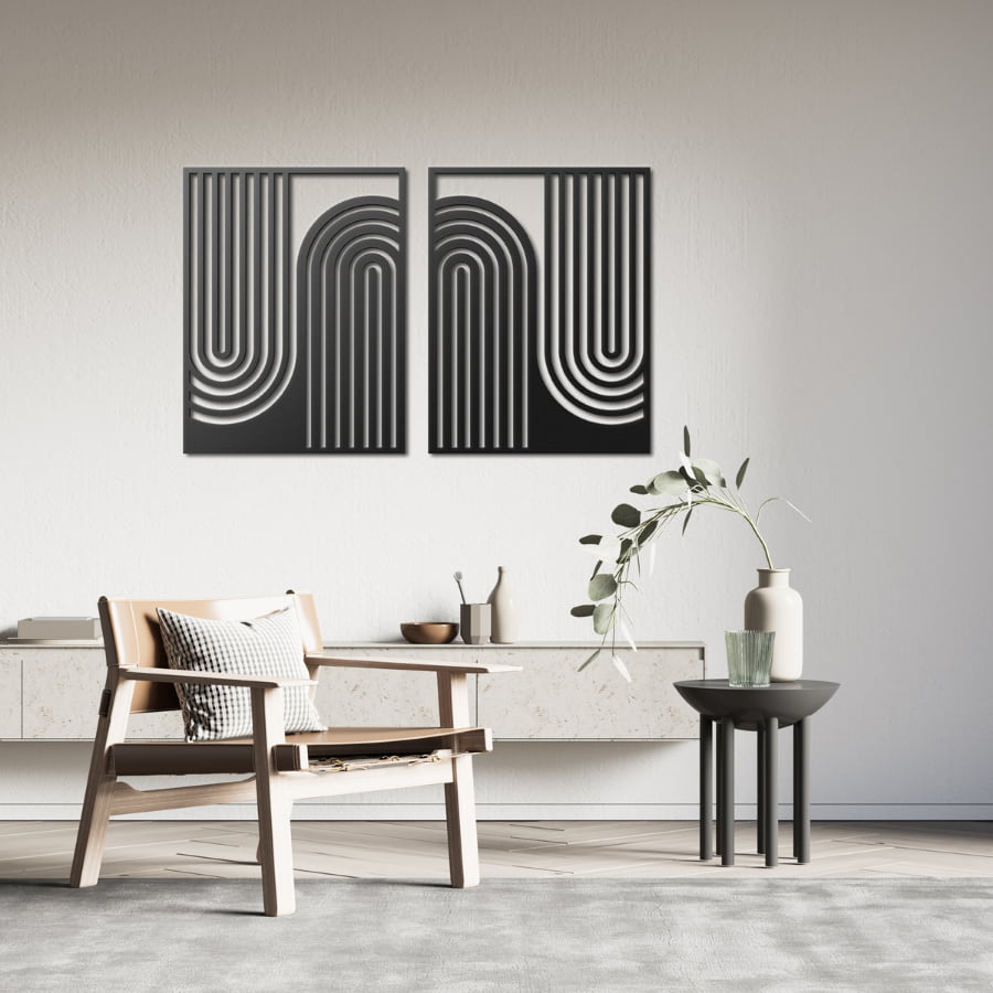 Mid Century Modern Metal Wall Art Set