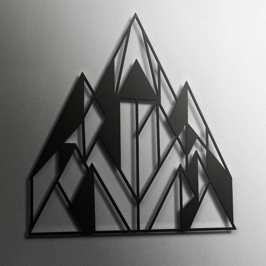 Minimalist Black Line Mountain Metal Wall Art
