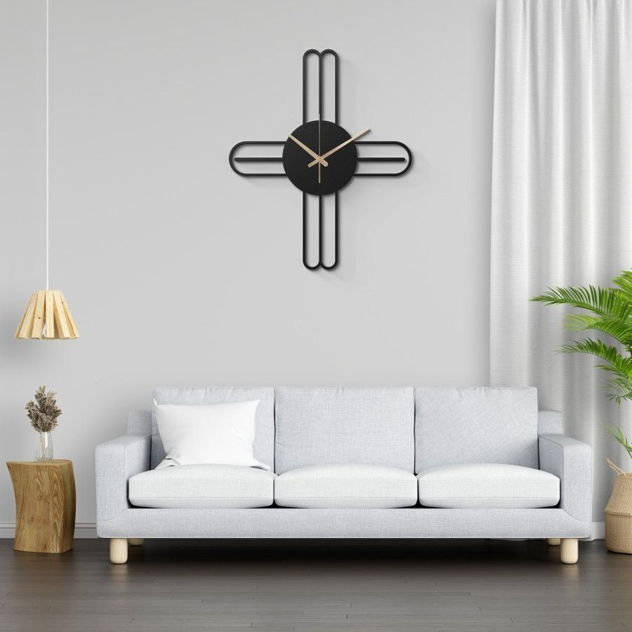 Modern Kitchen Black Metal Wall Clock Decor