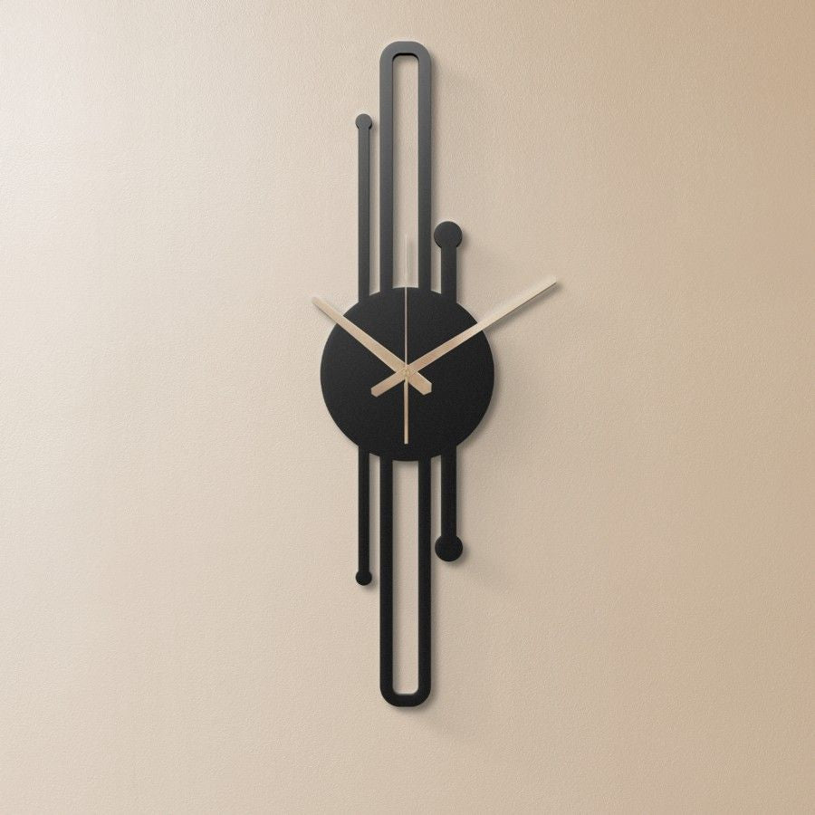 Long Geometric Metal Wall Clock