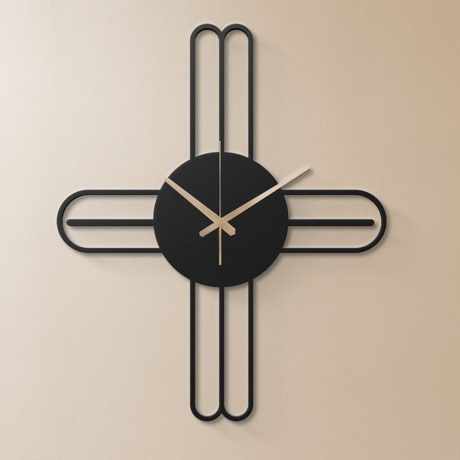 Modern Kitchen Black Metal Wall Clock Decor