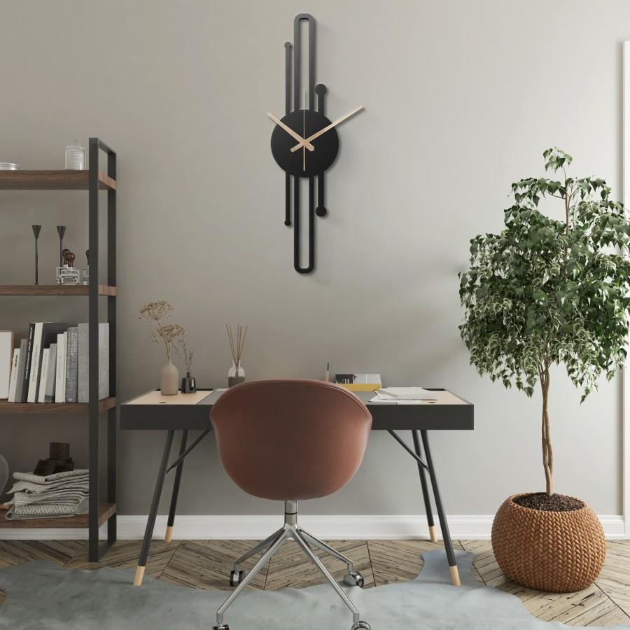 Long Geometric Metal Wall Clock