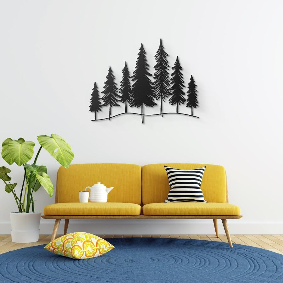 Minimalist Pine Trees Metal Wall Art