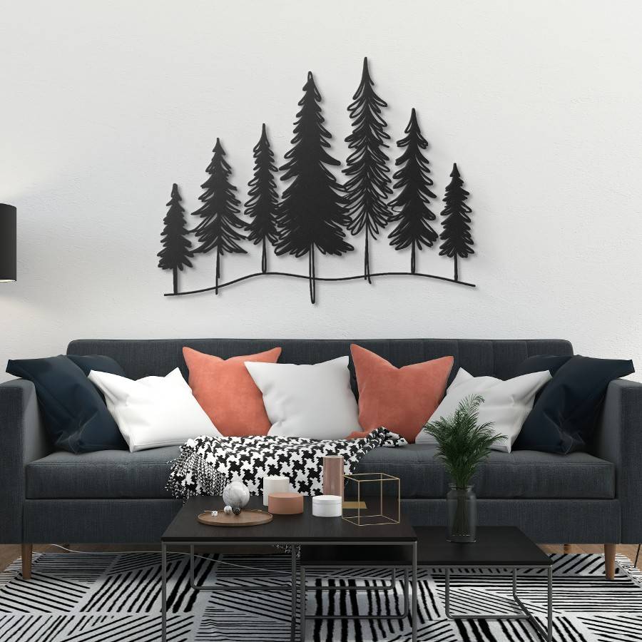 Minimalist Pine Trees Metal Wall Art