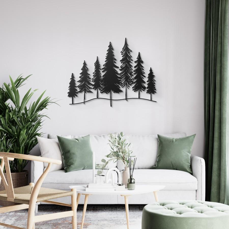 Minimalist Pine Trees Metal Wall Art