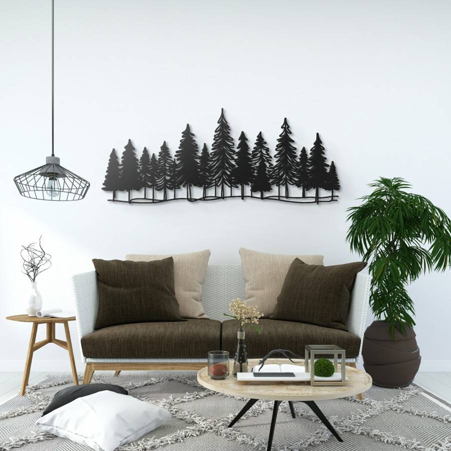 Minimalist Pine Trees in Nature Metal Wall Art