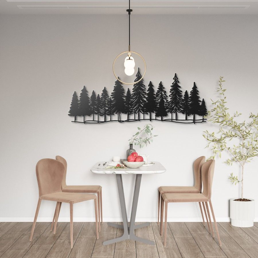 Minimalist Pine Trees in Nature Metal Wall Art