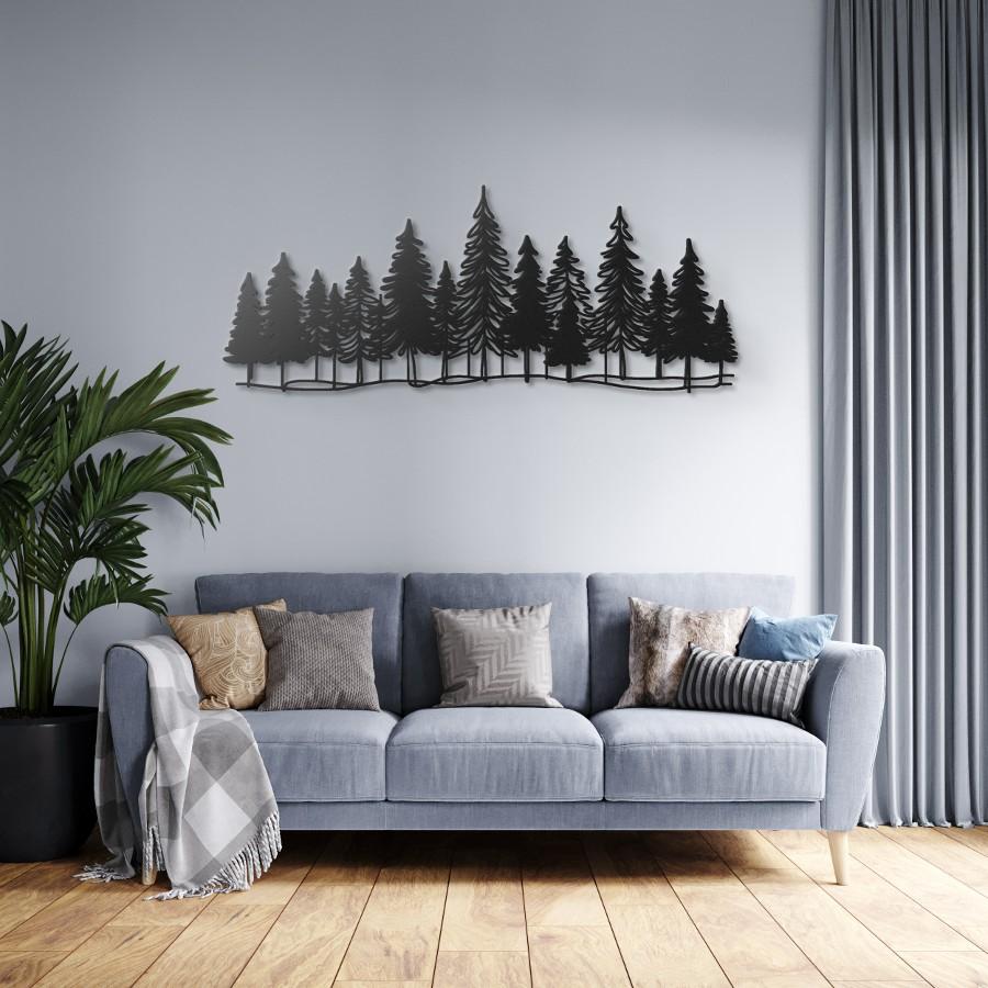 Minimalist Pine Trees in Nature Metal Wall Art