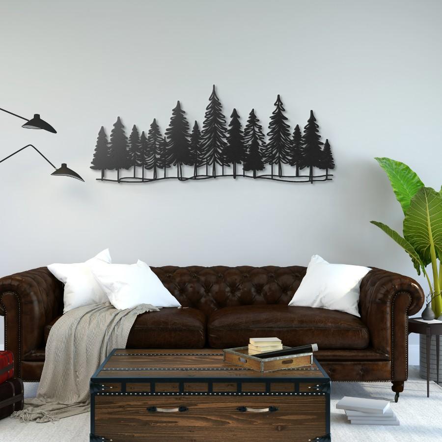 Minimalist Pine Trees in Nature Metal Wall Art