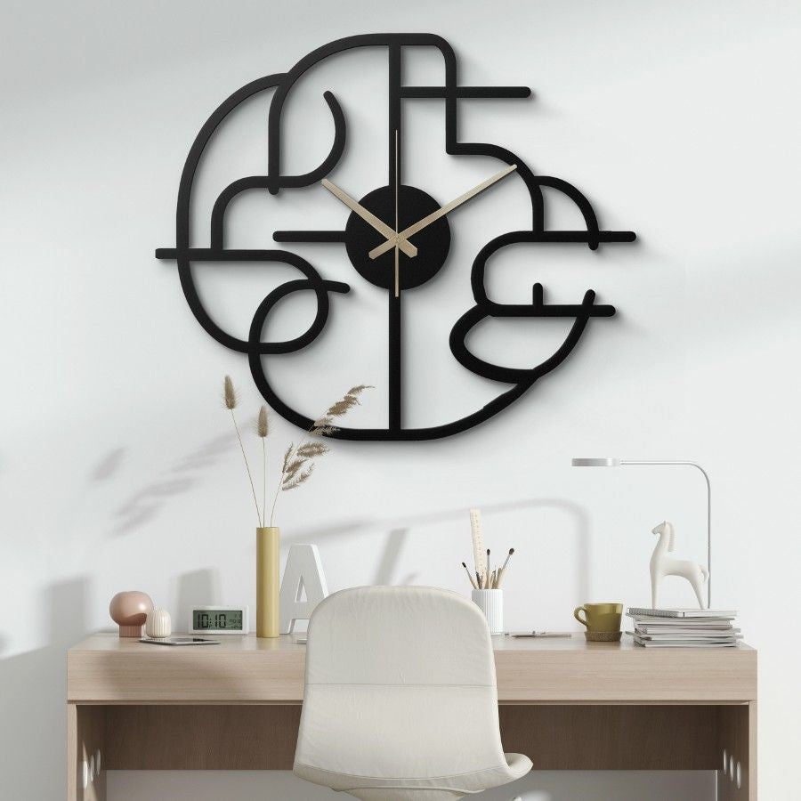 Modern Abstract Geometric Metal Wall Clock