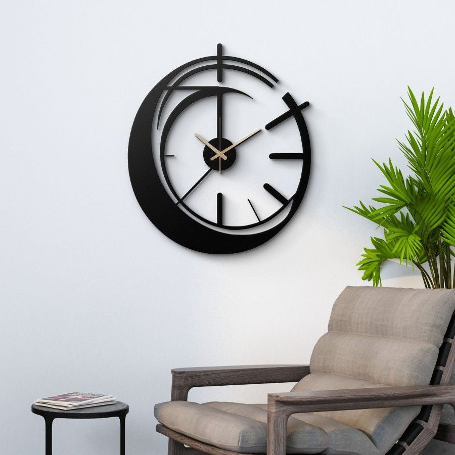 Modern Abstract Wave Metal Wall Clock