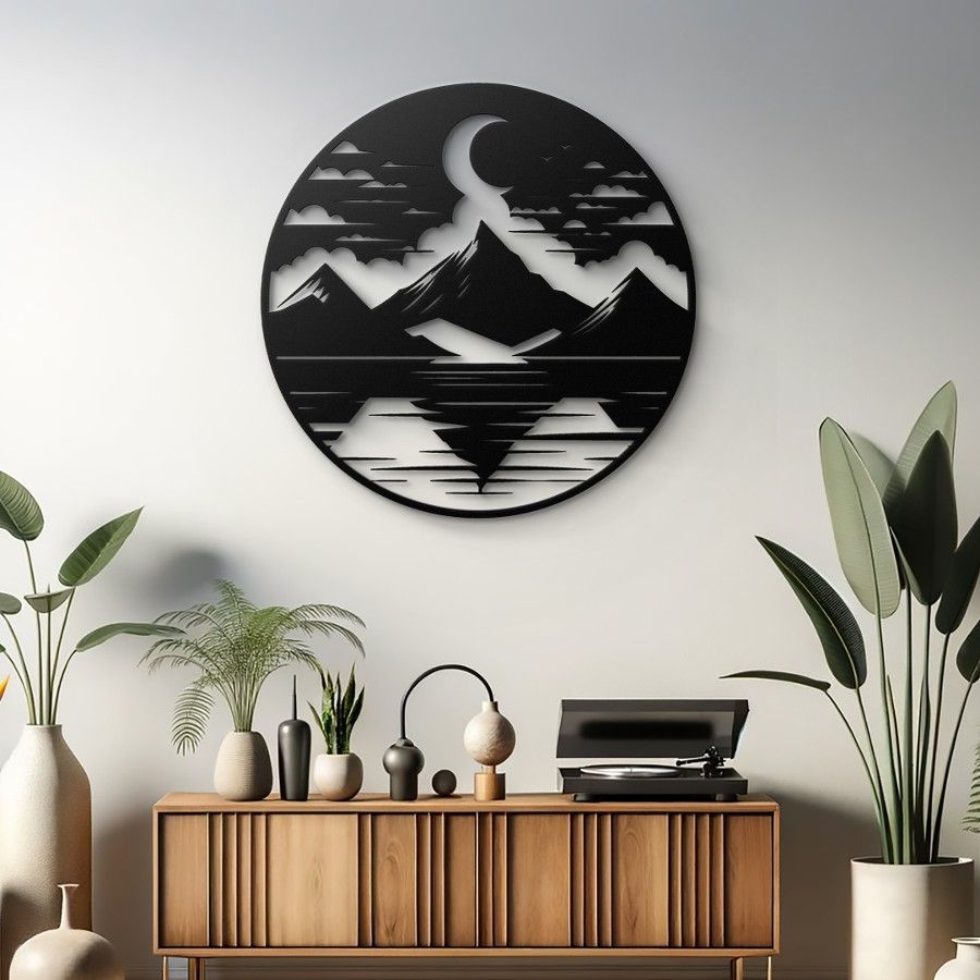 Mountain Lake Scenery Metal Wall Art