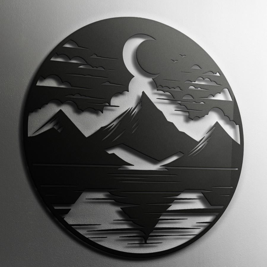 Mountain Lake Scenery Metal Wall Art