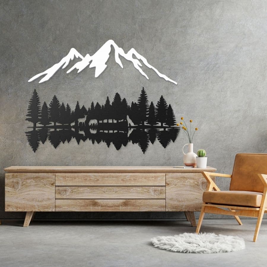 Mountain Ranges and Forest Metal Wall Art