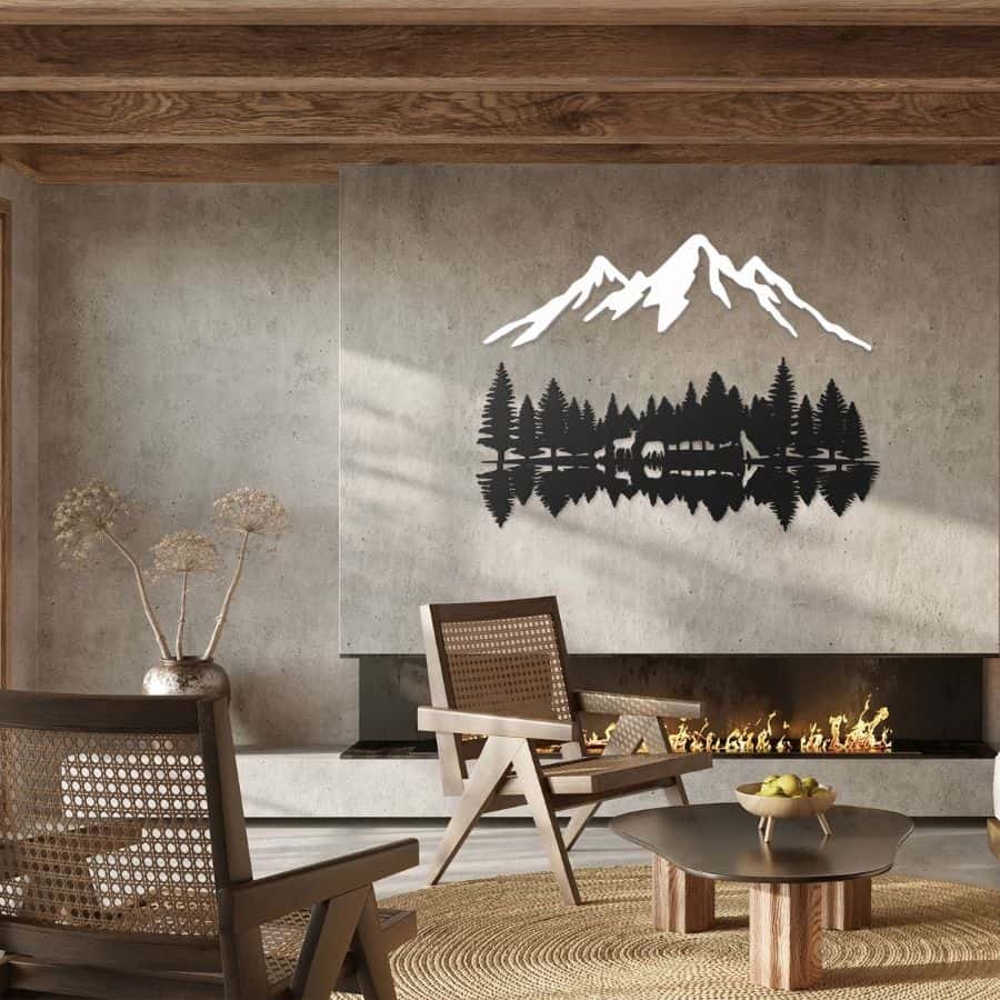 Mountain Ranges and Forest Metal Wall Art