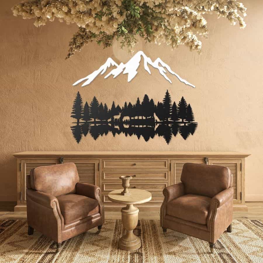 Mountain Ranges and Forest Metal Wall Art