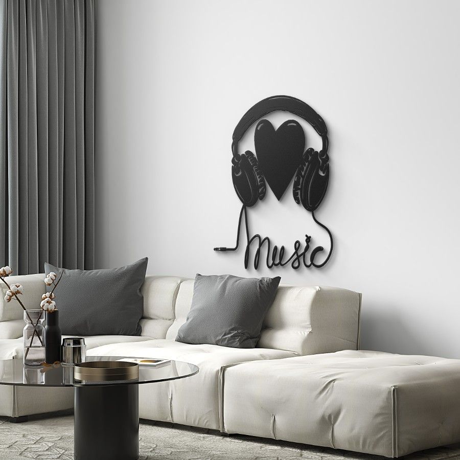 Headphone Heart Metal Wall Art