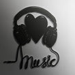 Headphone Heart Metal Wall Art