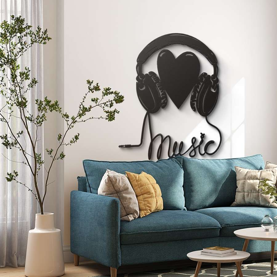 Headphone Heart Metal Wall Art