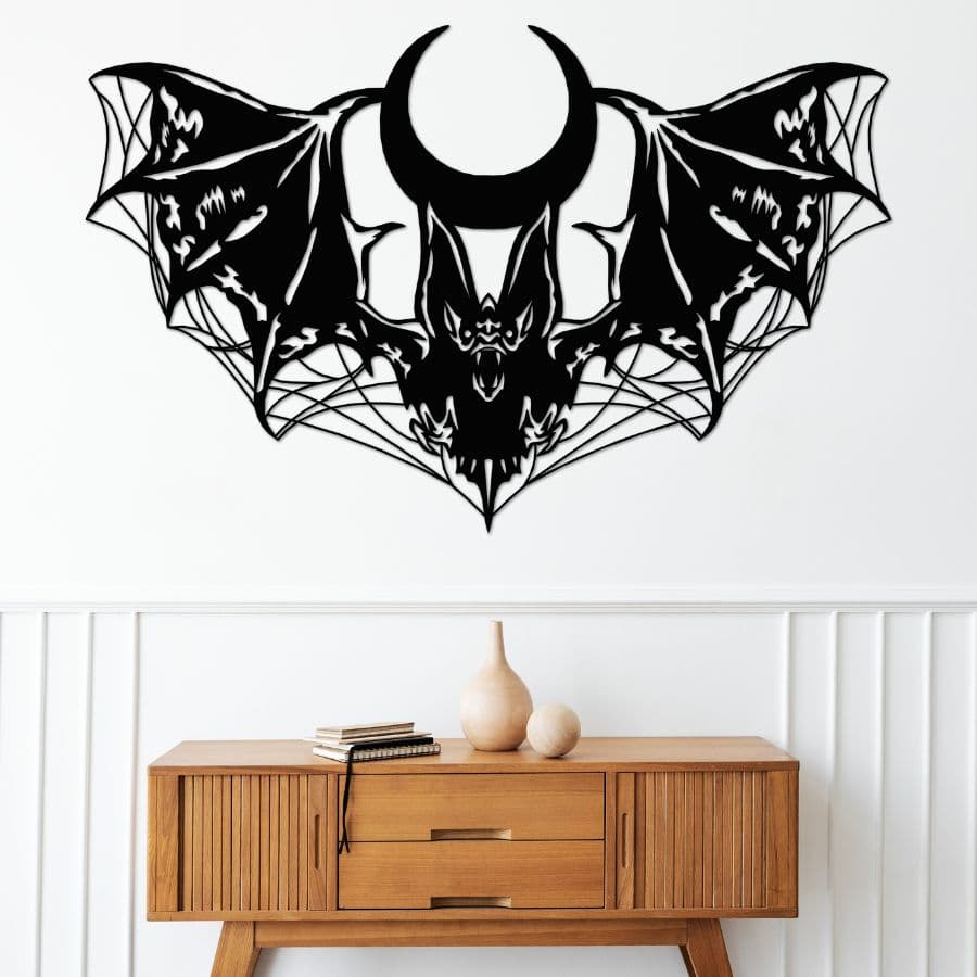 Mystical Gothic Bat Metal Wall Art