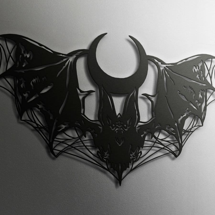 Mystical Gothic Bat Metal Wall Art