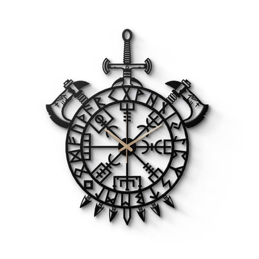 Nordic Rune Vegvisir Metal Wall Clock